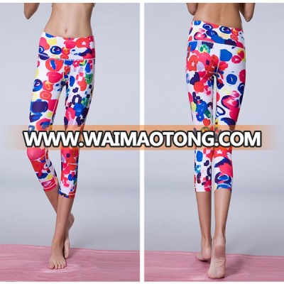 Fitness&yoga wear capri sublimated yoga pants, yoga leggings, yoga tights